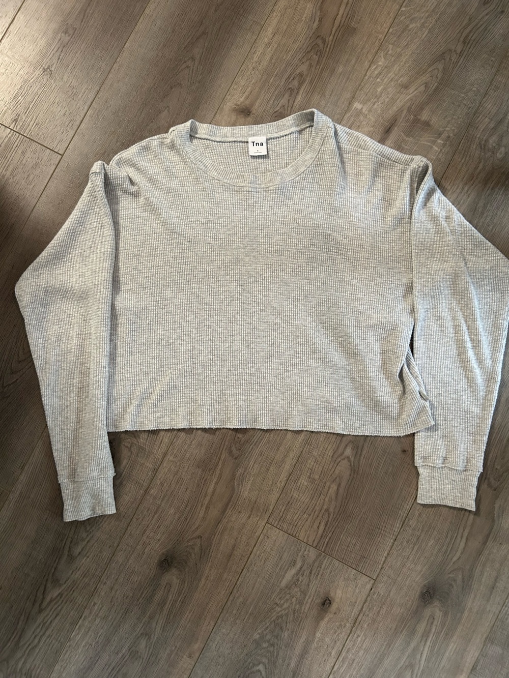 TNA Waffle Crewneck Sweater - Light Gray